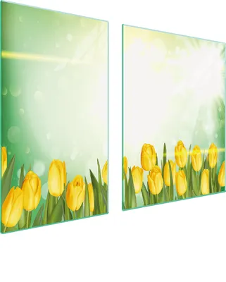 Produktbild von Herdabdeckplatten 2 teilig 100x52 Glaskeramikkochfeld Abdeckung Glas Schneidebrett Tulpen Gelb
