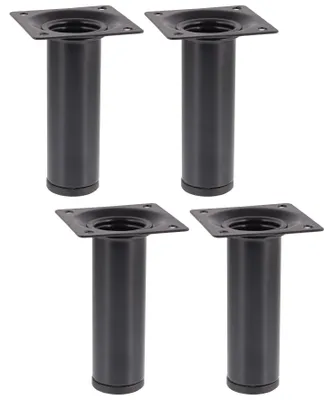 Produktbild von WAGNER Möbelbein CLASSIC 4tlg. Set - Ø 30 x 100 mm, Anschraubplatte 60 x 60 mm, Innengewinde Ø 10 mm, Stahl, schwarz - 12101004