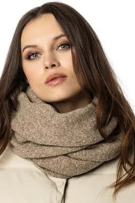 Produktbild von Vivisence Damen Winter Loop Schal Aus Modischer Gemütlich Wärmendem Garn Kalte Wintertage Frauen Elegante Melange-Muster Dekorative Und Sportliche Outfits Winter Herbst, Beige Melange,Einheitsgröße