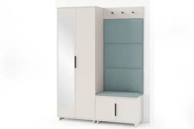 Produktbild von Garderoben-Set Napoli Version 3: Kleiderschrank mit Polsterpaneelen, Schuhschrank Flur und Eingangsbereich (Cashmere/Trinity 22)