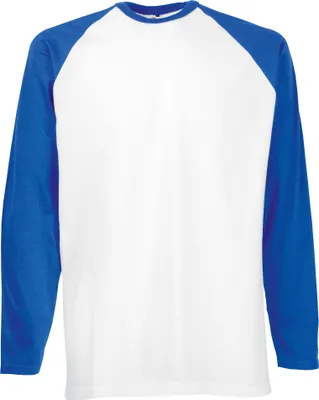 Produktbild von Fruit Of The Loom Herren Baseball T-Shirt, langärmlig BC328 (XL) (Weiß/Royal)