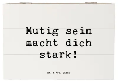 Produktbild von Mr. & Mrs. Panda Truhe Spruch Angst überwinden 22 x 15 cm - Weiß - Geschenk, fotobox, Ängste, Box, Kiste, Zuversicht, Vertrauem, geschenkkiste, Unterstützung, Trost, Mut