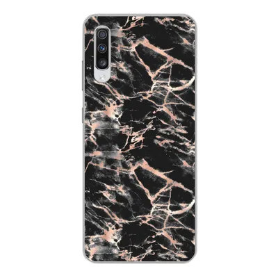 Produktbild von MuchoWow® Handyhülle Schutzhülle Hülle für Samsung Galaxy A70 Roségold - Marmor - Muster - Schwarz Silikon Softcase Handy Hülle - Schutzhaube