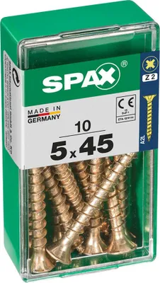 Image de Boîte 10 Unités. Vis A Bois Spax Cab. Plat Yellox 5.0x45mm Spax