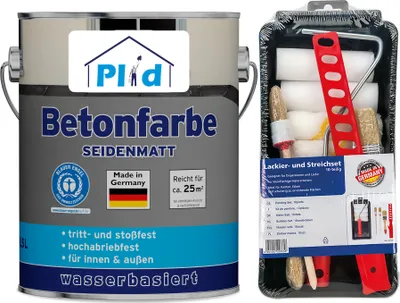 Produktbild von Plid Betonfarbe 2,5L Anthrazitgrau für ca. 25m² + Anstrichset /Bodenbeschichtung