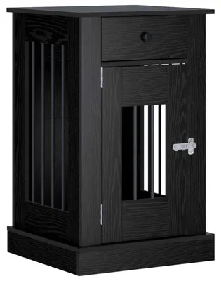 Image de vidaXL Meuble pour cage de chien, noir, imitation chêne, 50 x 47,5 x 80 cm