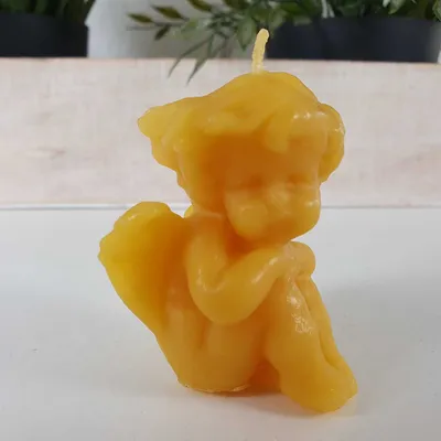 Produktbild von Bienenwachskerze sitzende Engel Kerze 5 cm