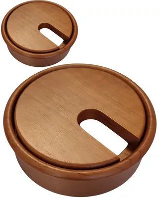 Kabeldurchführung Kirschholz lackiert, 2 Stück, Ø 80 mm