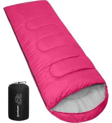 Produktbild von Deckenschlafsack Camping 3-4 Jahreszeiten Wasserabweisend Leicht Rosa 220x75cm koppelbar
