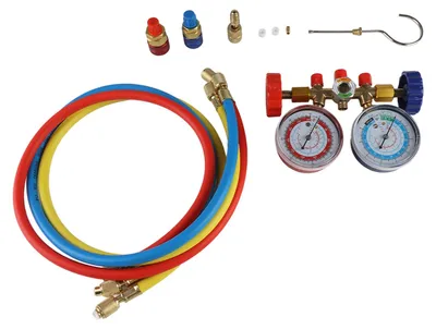 Productafbeelding van Koelmiddelinstrument, 3-wegs diagnoseverdeelset voor airconditioners met 1/4-inch schroefdraadslang, geschikt voor R134A, R12, R22 en R502