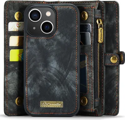 Produktbild von iPhone 15 Hülle - CaseMe 008 2-in-1 Klapphülle & Back Cover mit Brieftasche - Schwarz