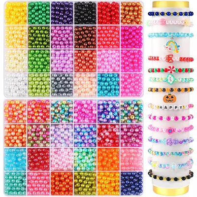 2400 runde Perlen 6 mm, 48 Farben für DIY-Schmuck