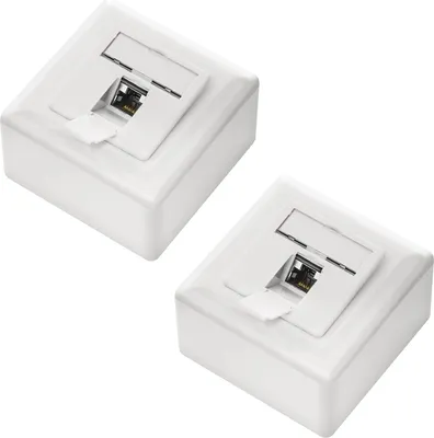 Produktbild von deleyCON 2x CAT6 Universal Netzwerkdose - 1x RJ45 Port - Geschirmt - Aufputz oder Unterputz - 1 Gigabit Ethernet Netzwerk - EIA/TIA 568A&B - Weiß