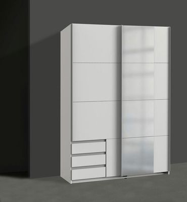 Schwebetürenschrank Emden Kleiderschrank 135cm weiß Spiegel