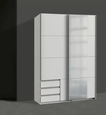 Produktbild von Schwebetürenschrank Emden Kleiderschrank 135cm weiß Spiegel