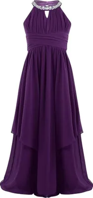 Immagine prodotto di Ragazze principessa abito da sera dimensioni 176 Cm halterneck strass fiore ragazza abito da festa di nozze abito lungo gonna a pieghe