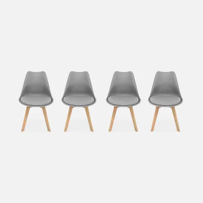 Immagine prodotto di Set 4 sedie scandinave imbottite con gambe in legno , Grigio