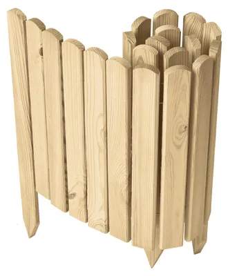 Image de Garronda : bordure de parterre, clôture enroulable en bois, clôture de jardin imprégnée, bordure enroulable flexible, bordure de pelouse Longueur : 100 cm (couleur naturelle, hauteur : 40 cm)