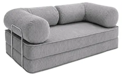 Produktbild von SURB Sofa 100 Modulares Schlafsofa 2-Sitzer, Bodensofa aus POSO-Cordstoff, 200 x 100 cm, Grau