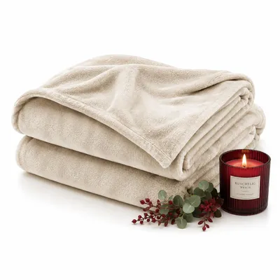 Produktbild von Kuscheldecke flauschig weich, Cashmere Touch Wohndecke & Sofadecke Fleece,150 x 200 cm,Beige