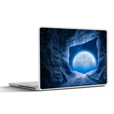 Produktbild von MuchoWow® Laptop Aufkleber Sticker Cover Höhle - Mond - Weltraum - Universum - Blau 32.5x23.5 cm - Sticker für Laptop - Selbstklebend