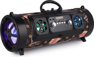 Image de colonne portable 16W Haut-parleur Bluetooth Déplacer la barre de son du système de son 3D KTV Subwoofer Musique Haut-parleur sans fil FM Radio USB,(Marron)
