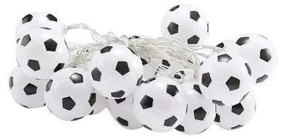 Obrázok produktu pre 20 LED reťazí s motívom futbalovej lopty pre interiér aj exteriér, doplnky do rozprávkovej záhrady, lampa v tvare futbalovej lopty, dekorácia do domácnosti, osvetlenie do spálne na oslavu svetového dňa