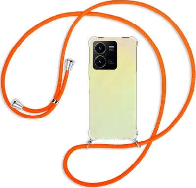 Produktbild von Handykette Backcover-Schutzhülle mit Band (Metall silberfarben) für vivo Y35 4G (6.58''), vivo Y22s - neonorange