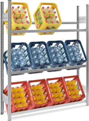 Produktbild von PROREGAL Getränkekistenregal Stecksystem MAGNUS  Germany | HxBxT 175x150x30cm | Fachlast 150kg | 3 Ebenen für 12 Getränkekisten | Verzinkt