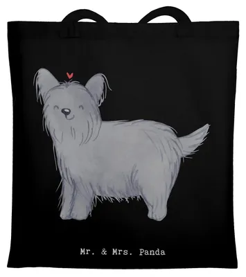 Produktbild von Mr. & Mrs. Panda Tote Bag Skye Terrier Moment - Schwarz - Geschenk, Tasche, Baumwollbeutel, Laptoptasche, Jutebeutel, Schultasche