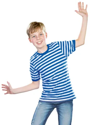 Produktbild von Ringelshirt blau-weiß - Faschingskostüm Kinder Kindergröße: 152