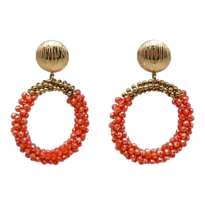 Produktbild von Ohrringe Ohrhänger Perlenkreise in Gold Beige Orange Türkis Sweet7.Farbe:Orange