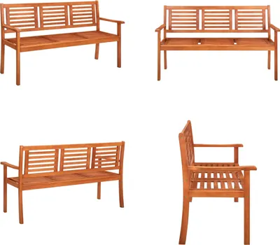 Produktbild von vidaXL 3 Sitzer Gartenbank 150 cm Eukalyptus Massivholz - Gartenbank - Gartenbänke - Terassenbank - Terassenbänke