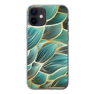 Produktbild von MuchoWow® Handyhülle Schutzhülle Hülle für iPhone 12 Muster - Gold - Abstrakt - Welle Silikon Softcase Handy Hülle - Schutzhülle