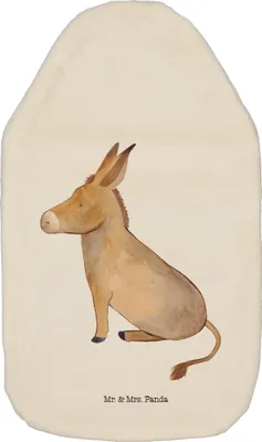 Produktbild von Mr. & Mrs. Panda Wärmflasche Esel - Weiß - Geschenk, Wärmekissen, Zuversicht, Weisheit, mit Bezug, Ziel, Bettflasche, Flauschige, Wärmflaschen, Lustige Sprüche, Erfolg