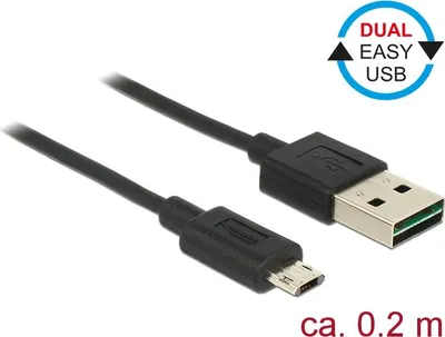 Image de DELOCK Câble USB A -> Micro-B mâle/mâle 0.20m noir Easy USB