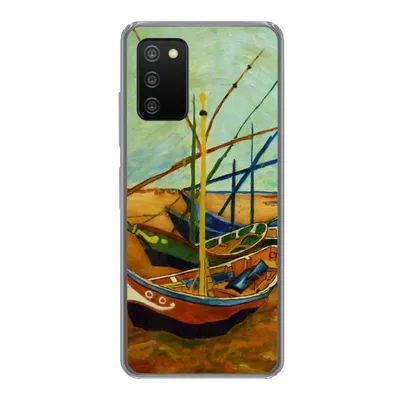 Produktbild von MuchoWow® Handyhülle Schutzhülle Hülle für Samsung Galaxy A03s Fischerboote am Strand - Vincent van Gogh Silikon Softcase Handy Hülle - Schutz