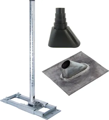 Produktbild von PremiumX DELUXE X130-48 SAT Dachsparrenhalter 130cm Mast Blei-Ziegel Manschette schwarz