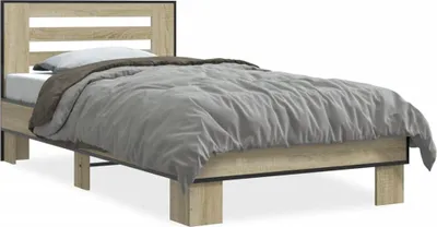 Produktbild von vidaXL Bettgestell Sonoma-Eiche 75x190 cm Holzwerkstoff und Metall
