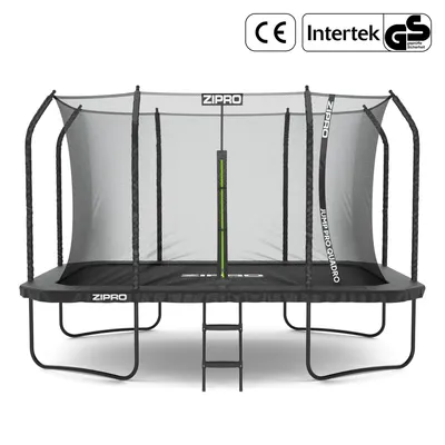 Produktbild von ZIPRO Trampolin Jump Pro Quadro | 12FT 366 x 244 cm | Gartentrampolin Kindertrampolin Komplett-Set inkl. Netz, Leiter & Randabdeckung, Outdoor Quadrat