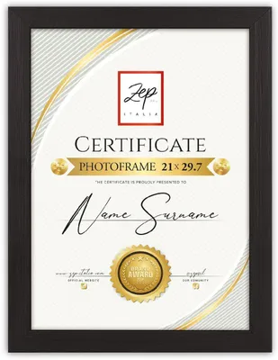 Obrázek produktu pro Dřevěný rámeček na fotografie ZEP Certifikát černý 21x29,7 cm