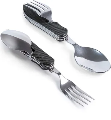 Produktbild von Camping / Outdoorbesteck klappbar (Gabel, Messer, Löffel, Flaschenöffner)