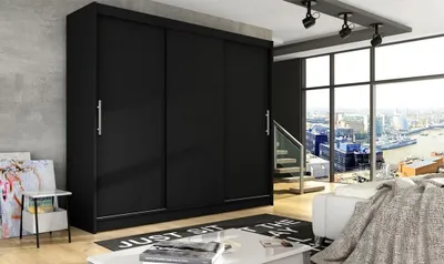 Obrázek produktu pro Široká šatní skříň 250 cm HORTENSIA 7 - černá