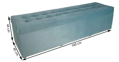 Obrázok produktu pre MG Design, modrý taburet s úložným priestorom, 45x160 cm - úložný priestor 190 litrov, nosnosť do 300 kg, tvarovo stabilný, dodávaný zmontovaný, vhodný do obývačky a predsiene
