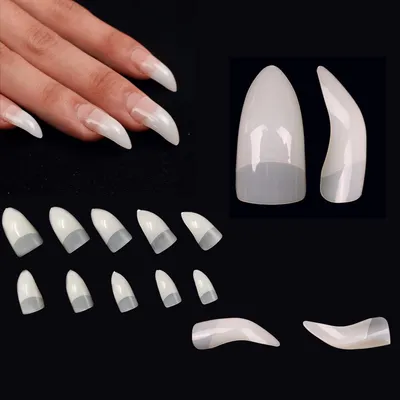 Image de Conseils d'ongles artificiels, couverture partielle, style stiletto, 500 pièces, 10 tailles, emballage en sachet