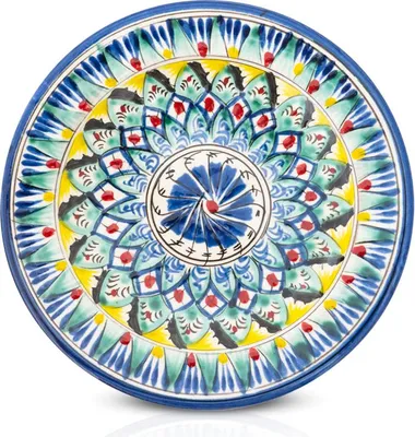 Produktbild von Teller - Risсhtan Keramik, handbemalt, Ø 17 cm Glasur Teller Handarbeit Oriental Usbekische
