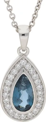 Produktbild von Kettenanhänger Weißgold 333 Blautopas Zirkonia JL10-02-2363 JuwelmaLux