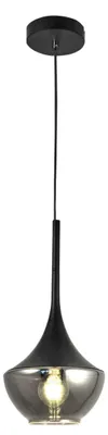 Zdjęcie produktu dla Lampa wisząca Apollo z metalu i czarnego szkła dmuchanego - nowoczesny design, E27, regulowana rama 2000 mm, idealna do oświetlenia wnętrz