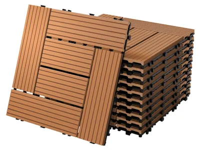 WPC Terrassenfliesen 30x30 cm, 33 Stück, 3 m², Hellbraun
