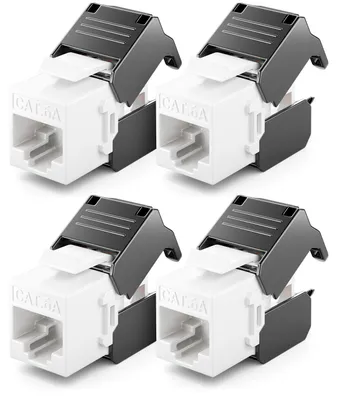 Produktbild von deleyCON CAT6A Keystone Jack Modul 10 Gbit/s RJ45 LSA, 4 Stück
